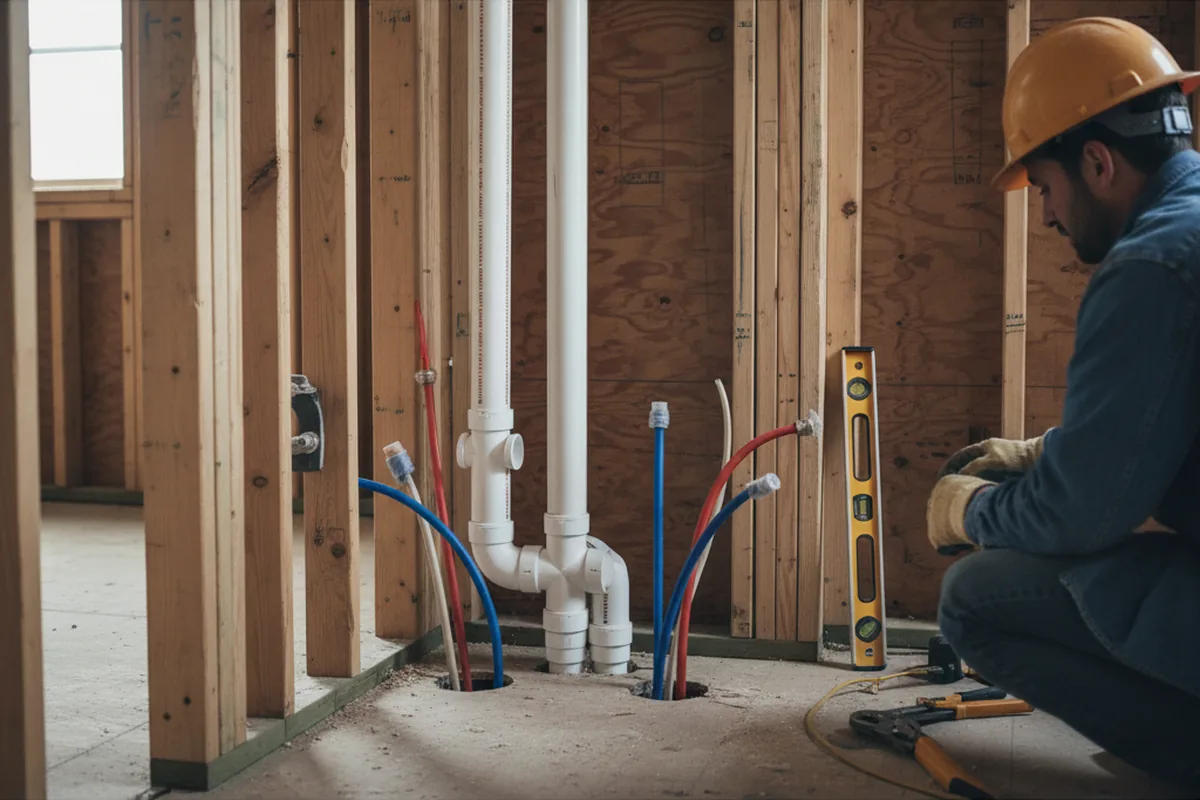 Drain and supply rough-in during Drain Cleaning in Moundville